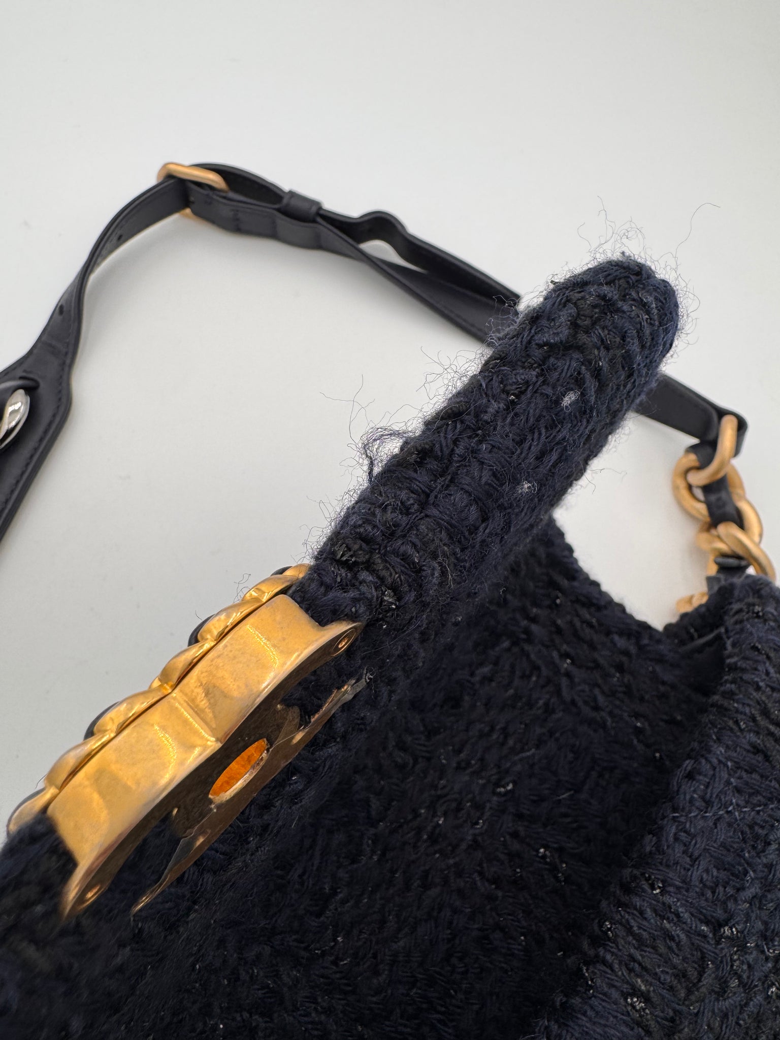 CHANEL 19 Tweed Belt Bag Dark Blue