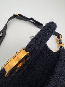 CHANEL 19 Tweed Belt Bag Dark Blue