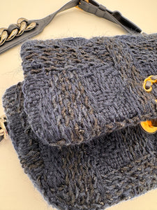 CHANEL 19 Tweed Belt Bag Dark Blue