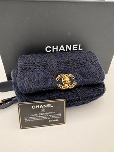 CHANEL 19 Tweed Belt Bag Dark Blue