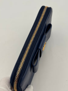 PRADA Saffiano Bow Zip Around Wallet