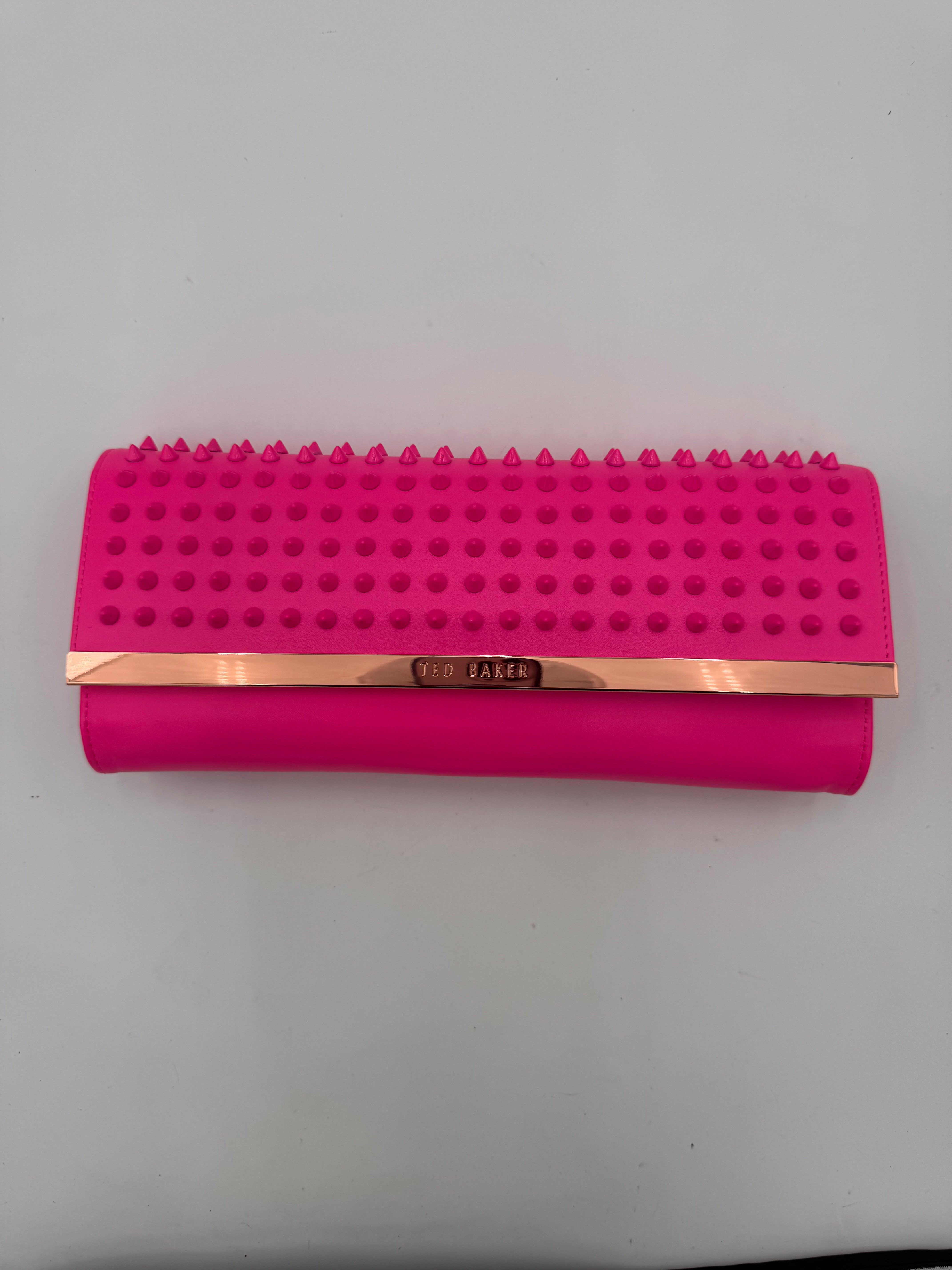 TED BAKER Studded Clutch Neon Pink