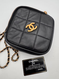 CHANEL Diamond Chain Crossbody Quilted Lambskin Bag Small