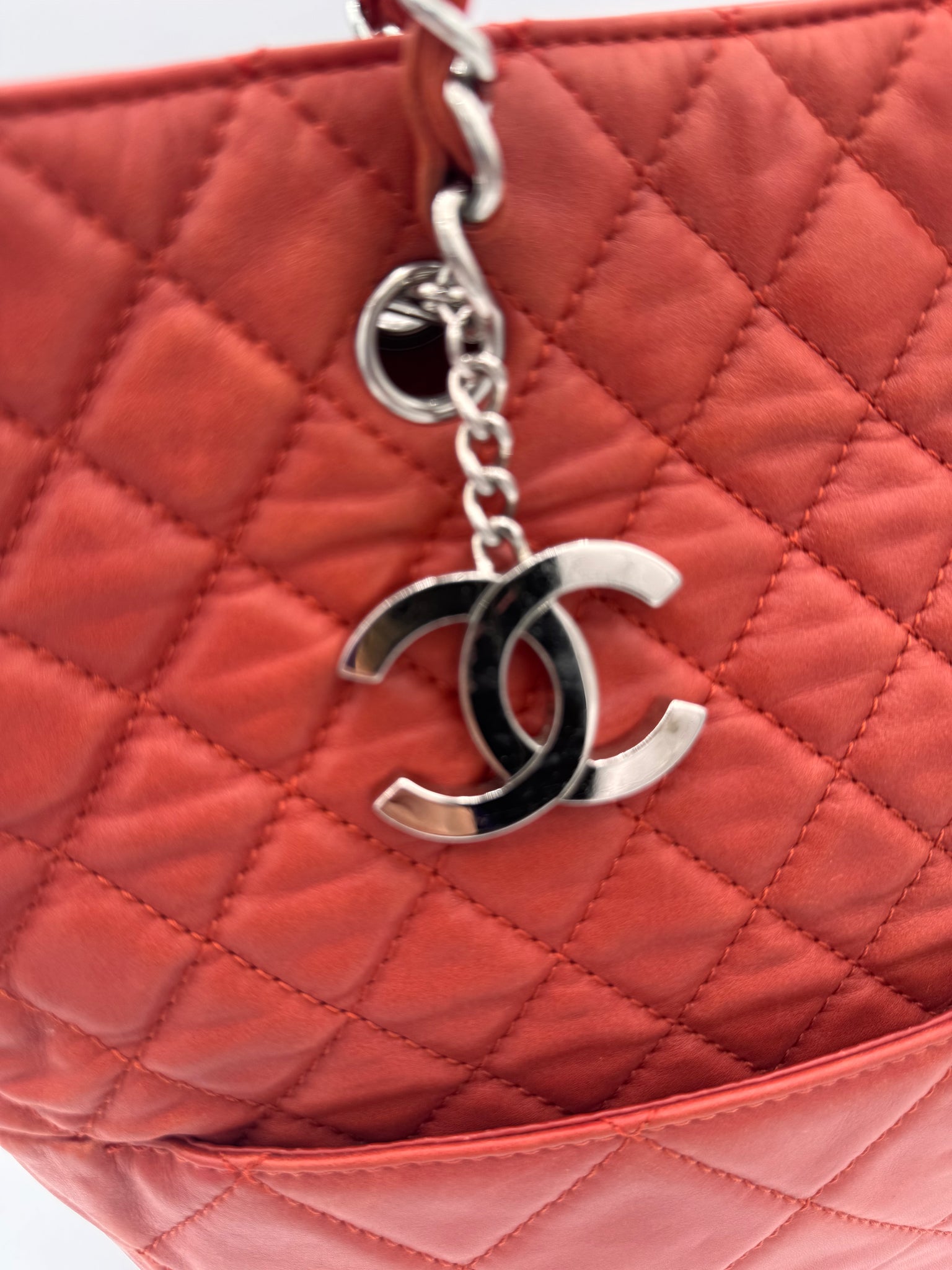 CHANEL Quilted Large In The Business Tote Red