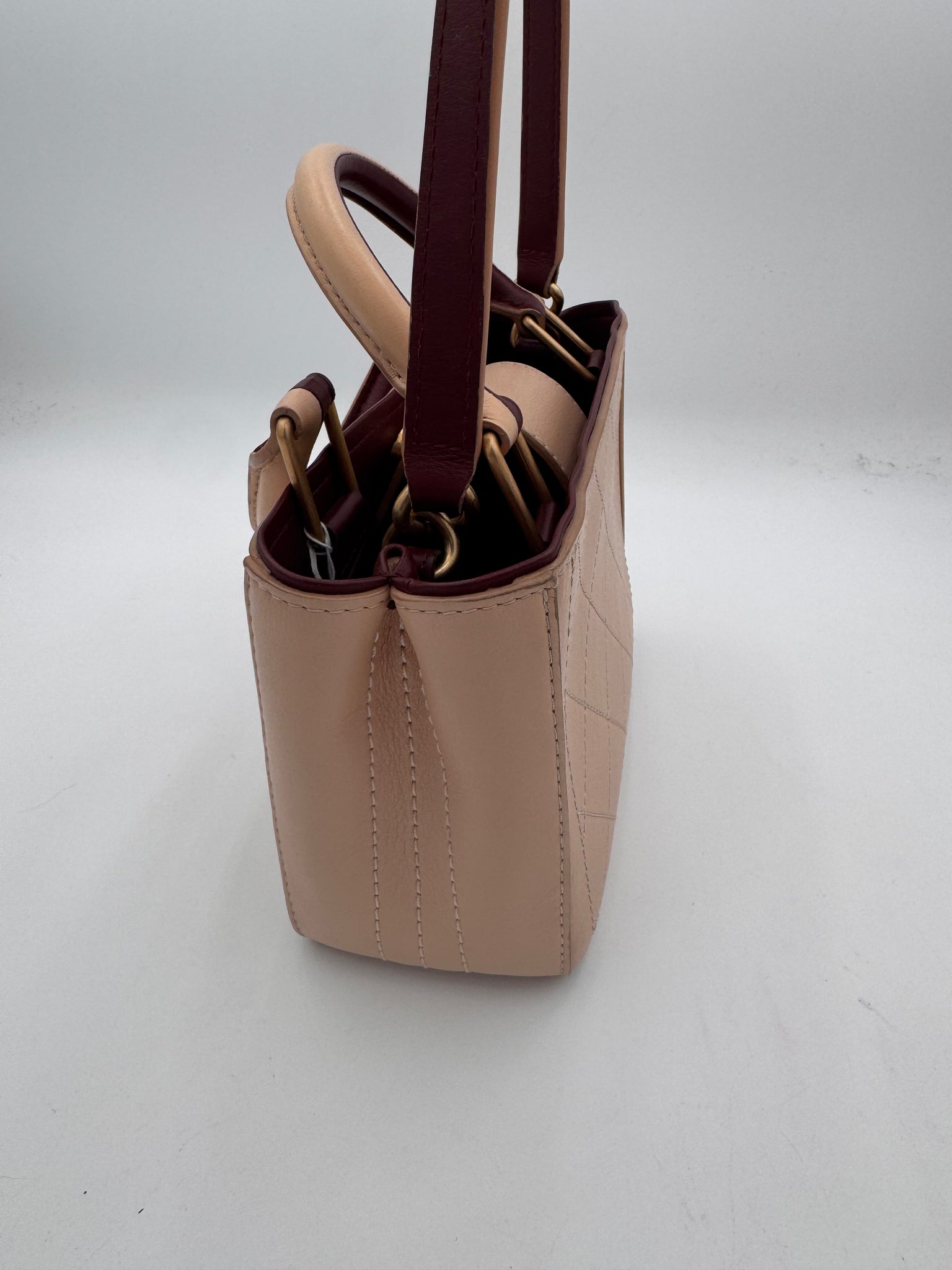 CHANEL Bullskin Stitched Bi-Color Small So Light Shoulder Bag Beige