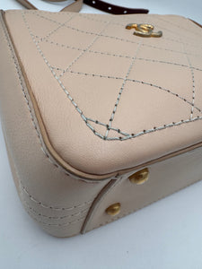 CHANEL Bullskin Stitched Bi-Color Small So Light Shoulder Bag Beige