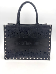 CHRISTIAN DIOR Laser Cut Studded Medium Book Tote Black – Certified  Consignment