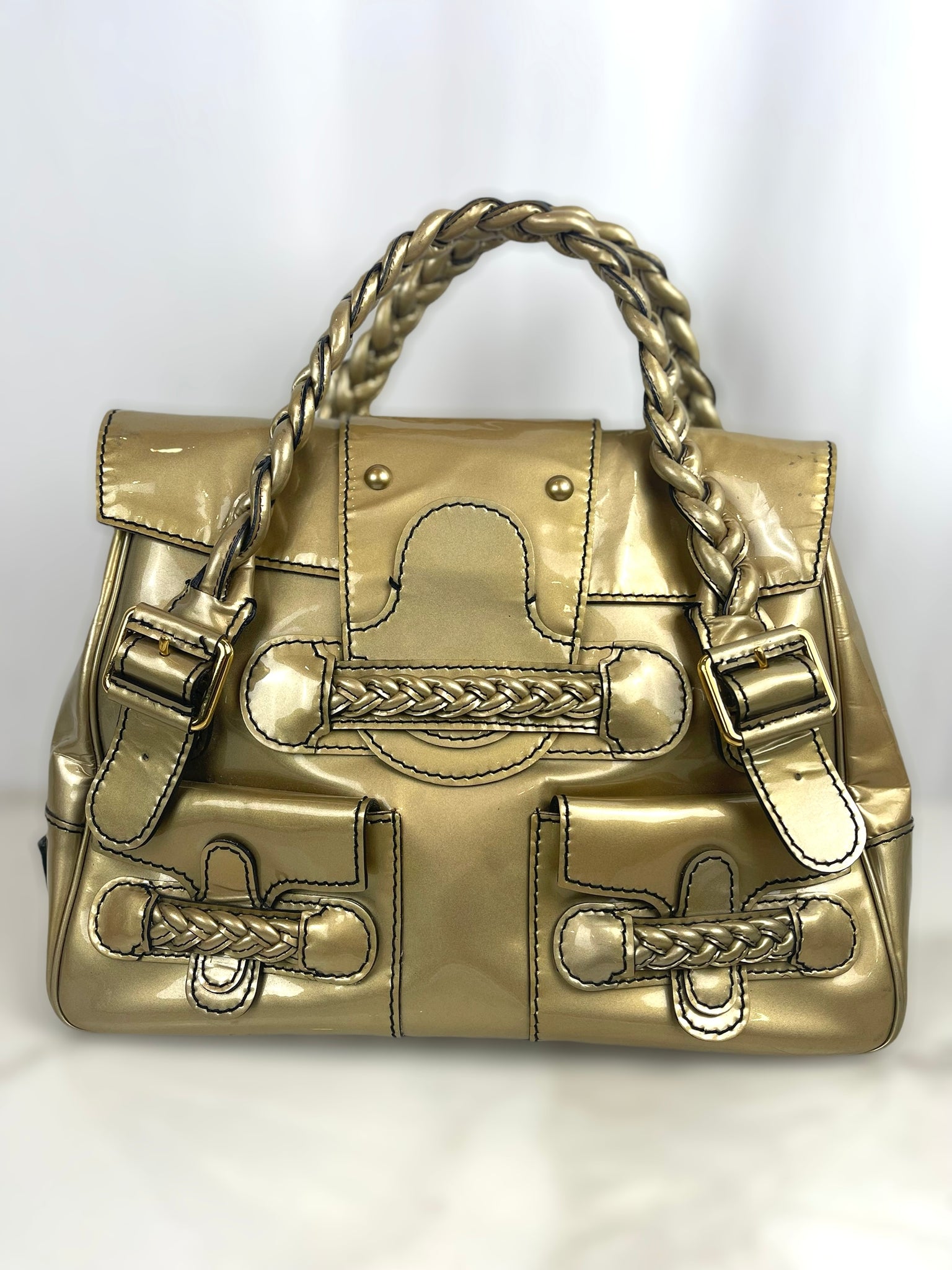Patent leather satchel