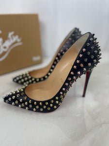 CHRISTIAN LOUBOUTIN Follies Spikes 100 Kid | Patent Black 36.5