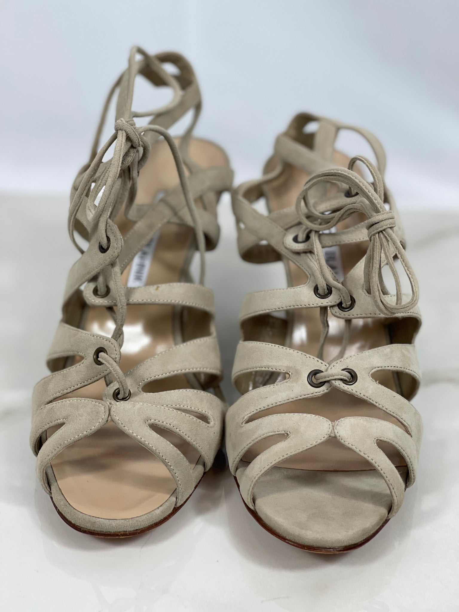 Manolo Blahnik Netochka Lattice Cage Wedge Sandal Size in Beige 38