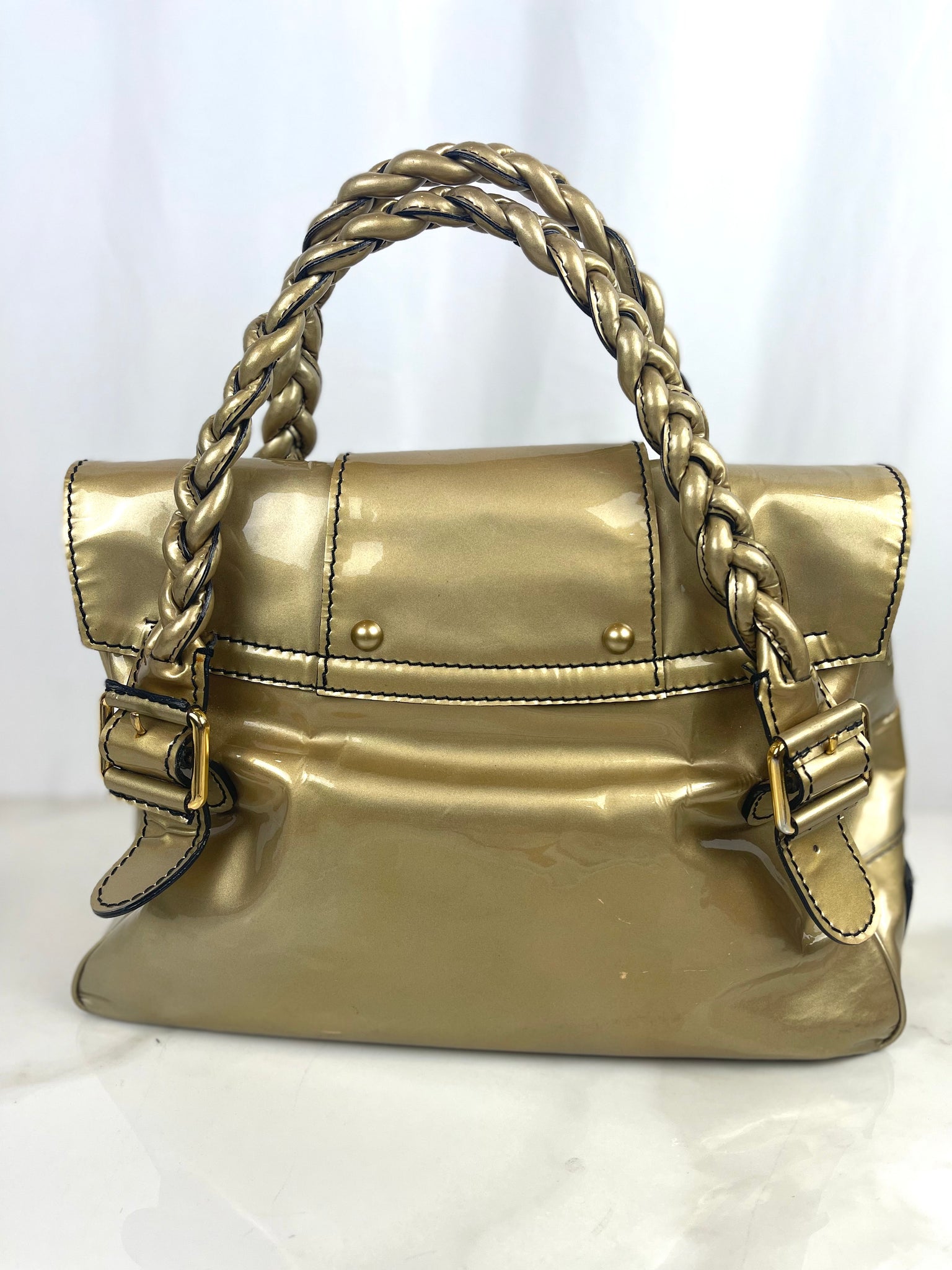 Valentino Brown Leather Vintage Braided Handle Tote Bag | DBLTKE Luxury Consignment Boutique